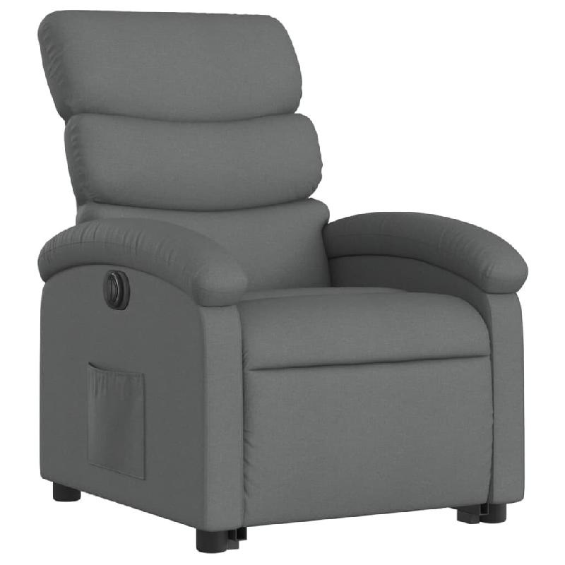 Fauteuil inclinable électrique gris foncé tissu Modèle Mervioris - 8721012164918_0