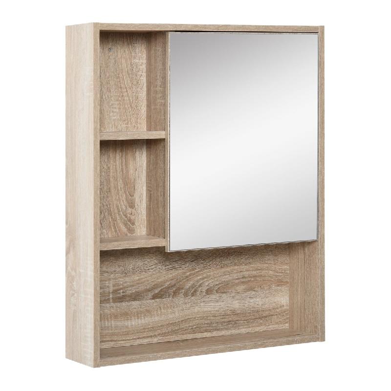 Helloshop26 - Armoire murale miroir salle de bain 60 x 15 x 76 cm 5 casiers étagère réglable moderne en panneaux de particules chêne 21_0001872 -_0