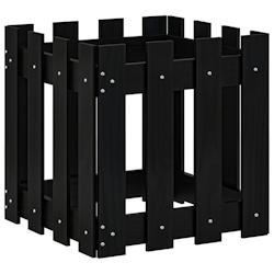 Helloshop26 - Jardinière bac lit surélevé plantes fleurs terrasse jardin avec design de clôture 40 x 40 x 40 cm pin massif noir 02_0038096 - 30002_0