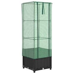 Helloshop26 - Jardinière bac lit surélevé plantes fleurs terrasse jardin surélevée avec housse aspect rotin 40 x 40 x 139 cm noir 02_0038773 - 30_0