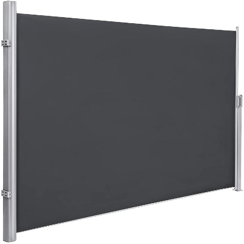Helloshop26 - Store latéral 160 x 300 store latéral extractible brise-vue pare-soleil  tissus en polyester 280 g/㎡ gris foncé 12_0000978 - 300010_0