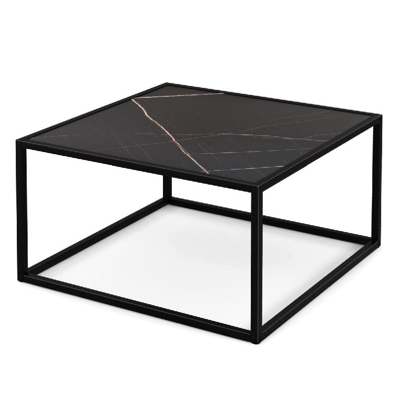 Helloshop26 - Table basse carrée 70 x 70 x 40 cm avec dessus en faux marbre et structure solide en acier noir style moderne 20_0013757 - 3000227909725_0