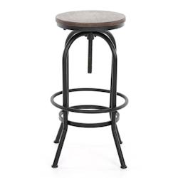 Kosmi Tabouret de bar LOFT à vis style industriel réglable en hauteur - noir métal 3760301690474_0
