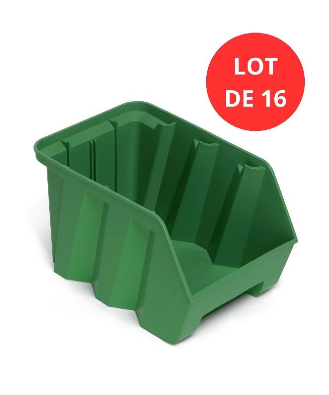 Lot de 16 bacs Duetto en plastique vert - 9,4 litres - fonctionnels et design_0