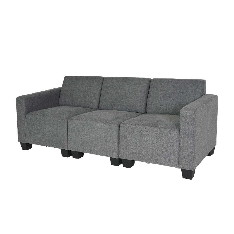 Mendler Canapé modulable 3 places Lyon, tissu/textile ~ gris - gris textile 75186+75187+75188_0