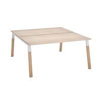 Pôle de 2 bureaux droits L 160 x P 80 cm, piétement bois métal chêne clair - Arch_0