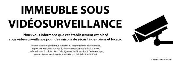 PANNEAU DE PROTECTION - IMMEUBLE SOUS VIDÉOPROTECTION - ISO 7010  - 210 X 75 MM - VINYLE - LOT DE 4