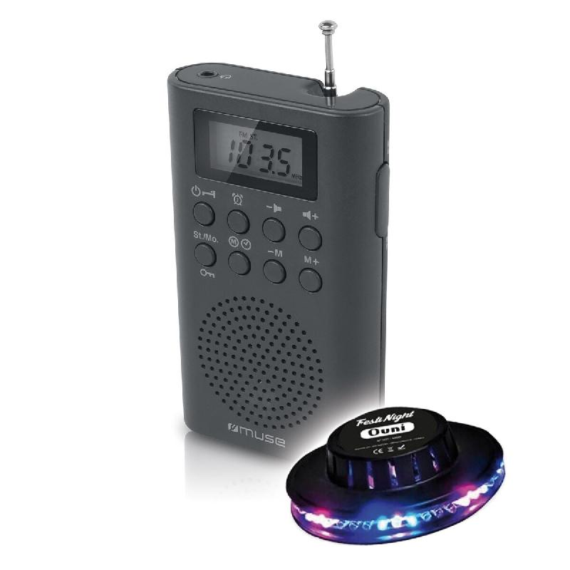 Pickering RADIO POCKET  M-03-R - Afficheur LCD - Radio PLL FM - Radio-réveil - Haut-parleur intégré + Lumière Soucoupe OVNI LED - 3666638039231_0