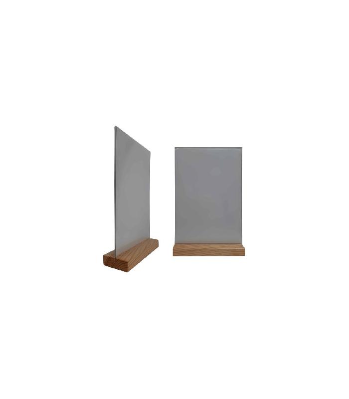 Porte menu de table en bois - Dimensions 21 x 6,5 x 2,4 cm avec plexi A4 - Lot de 2 - Référence : PFN57PIN-PLEXIA4_0