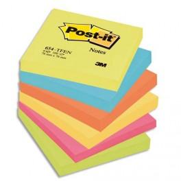 POST-IT LOT DE 6 BLOCS REPOSITIONNABLES COLORIS ÉNERGIQUE DIMENSIONS 76X76MM 654TF