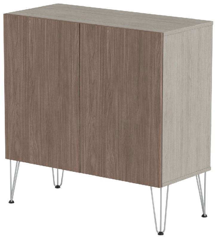 RANGMENT MI-HAUT JAVA 120 CM 2 PORTES CHÊNE GRIS/NOYER - MANUTAN COLLECTIVITÉS