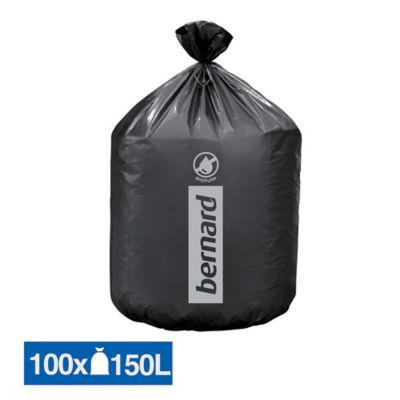 Sacs poubelle déchets courants Bernard Supertene noirs 150 L, lot de 100_0