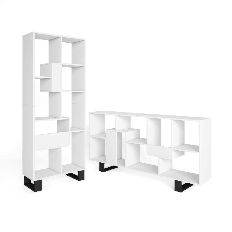 SKRAUT HOME Étagère Bibliothèque, 174x67x31, Design industriel, Blanc - blanc Bois manufacturé 606_21_0