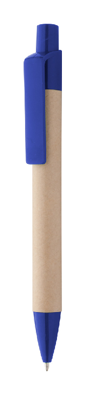 Stylo à bille en carton recyclé - Embout et clip en plastique - Recharge bleue_0