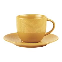 Tasse à thé et sous-tasse Vésuvio safran 22 cl x6 -  Jaune Rond Grès Table Passion - jaune Grès 3106232695650_0