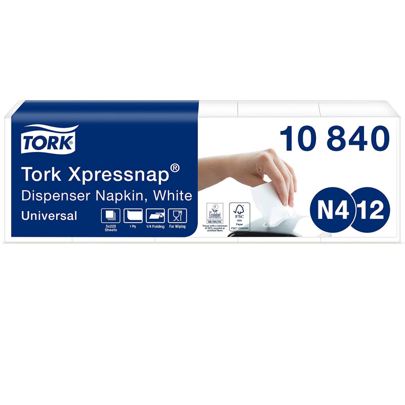 Tork xpressnap®serviettes de table enchevetrees 1plis 21,3x33cm systeme n4 blanc- colis de 5 paquets de 225_0
