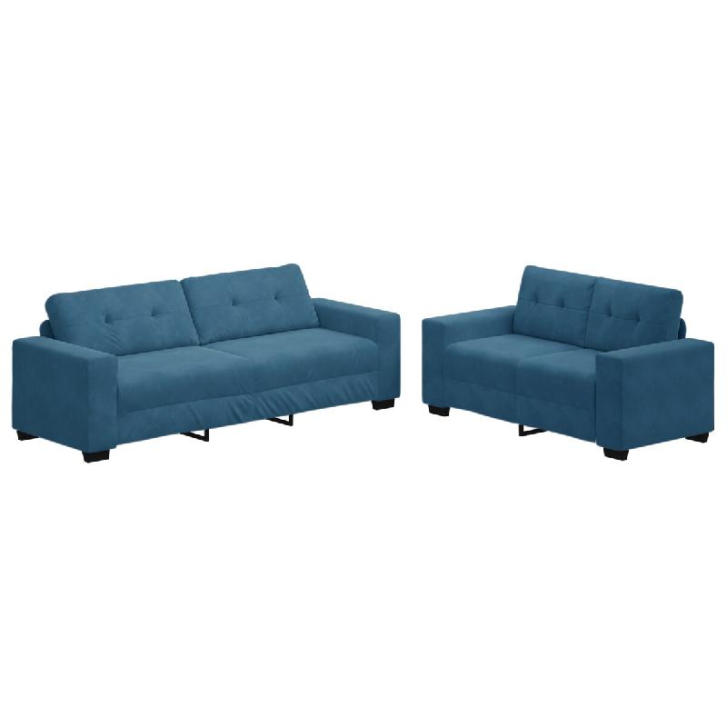 VidaXL Canapé 2 pcs Bleu 221 x 80 x 80 cm tissu Modèle Vega Office Prestige - Matériau naturel 3324730_0