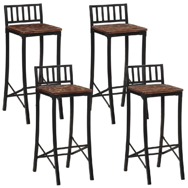 VidaXL Chaises De Bar Lot De 4 Bois De Récupération Massif - multicolore 358945_0