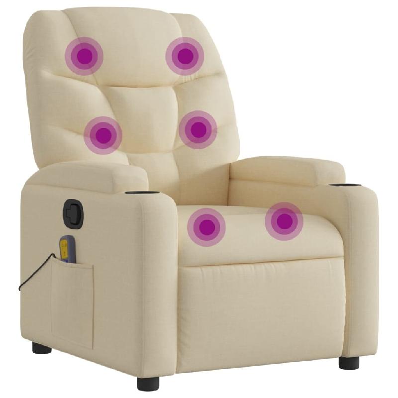 VidaXL Fauteuil de massage inclinable crème tissu Modèle Pervalia - 3205615_0