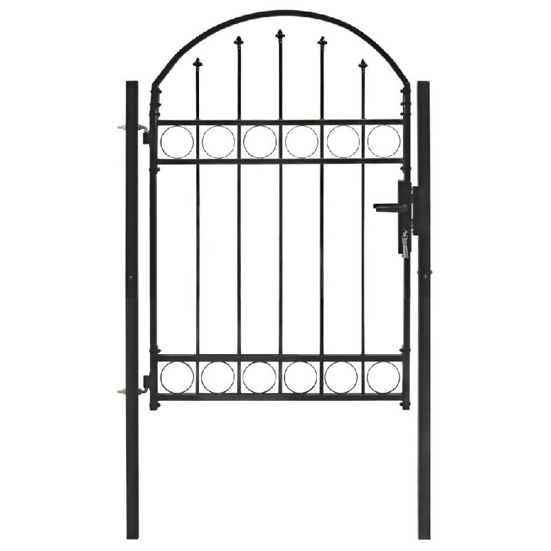 Vidaxl portail de jardin avec dessus arqué acier 100 x 125 cm noir 143085_0