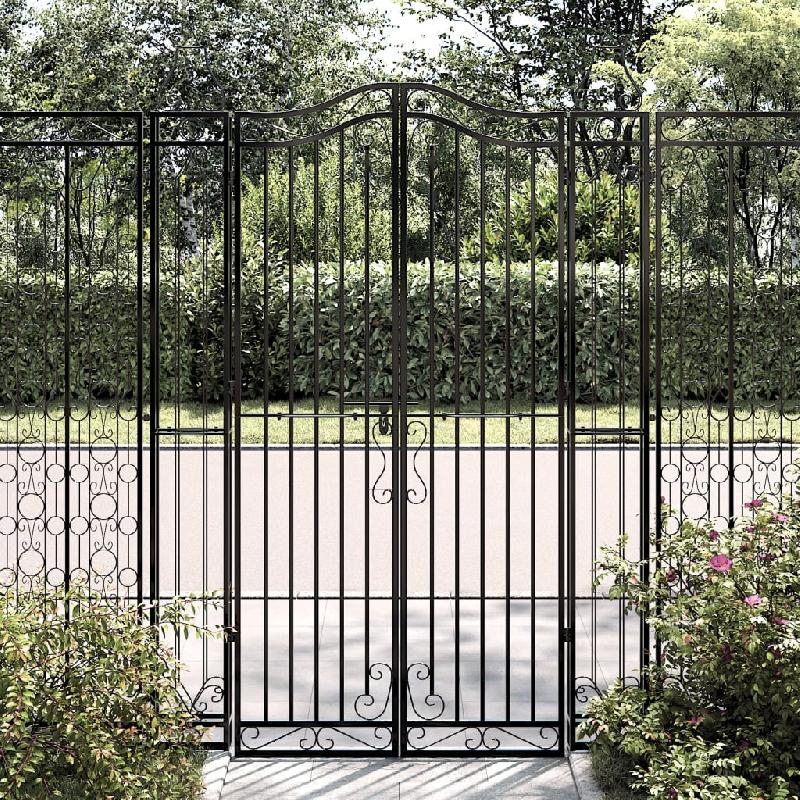 Vidaxl portail de jardin noir 121x8x180 cm fer forgé 363433_0