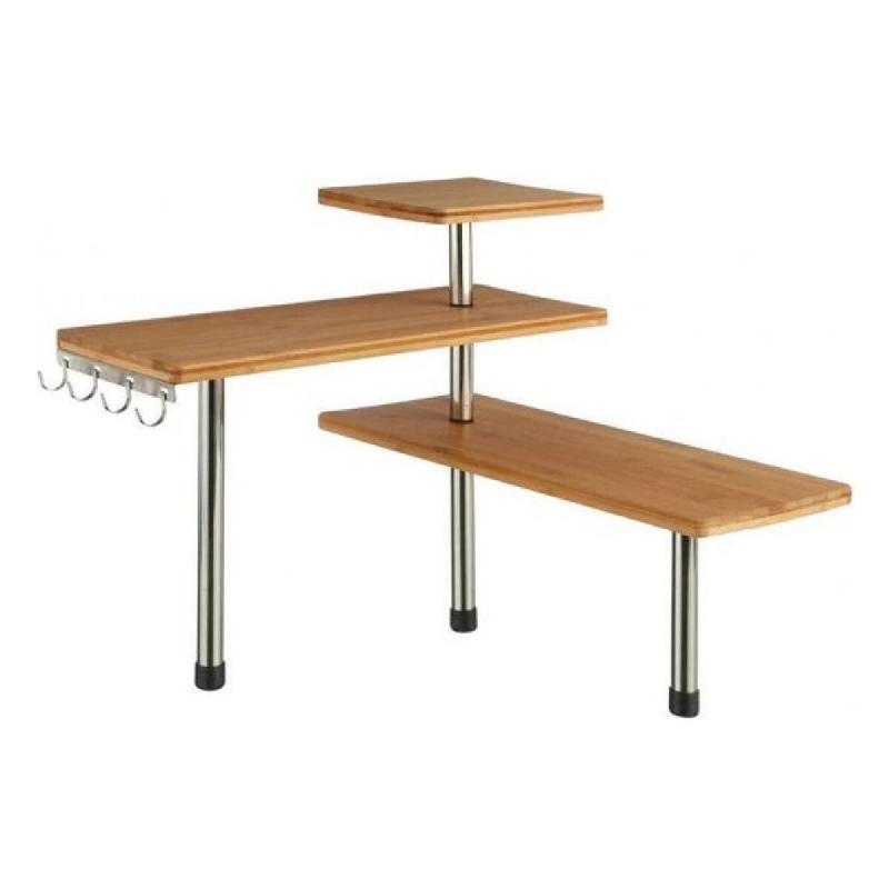 WellHome - Étagère d'angle en bambou pour la cuisine, compacte et élégante 45 x 43 x 38,5 cm - Bambou WH14018_0
