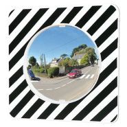 20050 - Miroir routier réglementaire pour milieu urbain - Contrôle 2 directions - Cadre PVC avec rayures noires - Optique rond ou rectangulaire_0