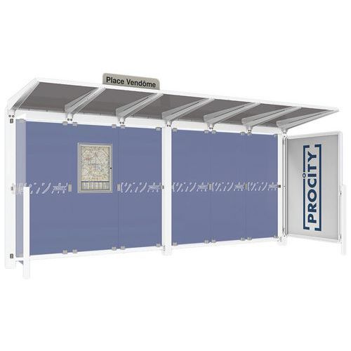 ABRI BUS VENISE 5 M 1 VITRINE 1 BARDAGE LATÉRAL BLANC 9010 - PROCITY