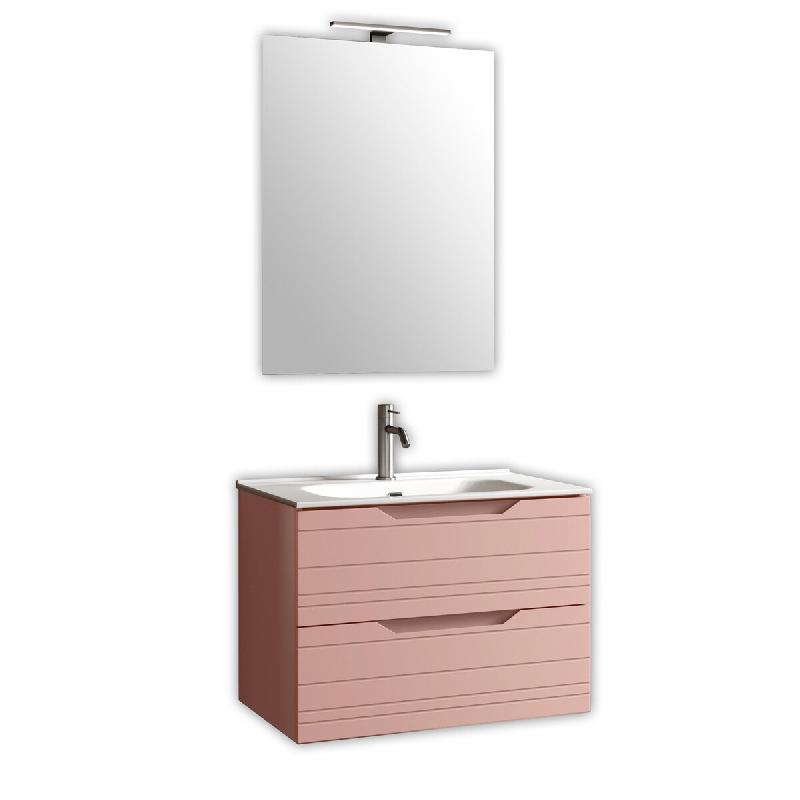 AQA Design Composition de salle de bain en MDF 4 pièces SOLMIRA rose poudre L.81 P.46,5 H.190 MPSO08-CIP - rose Bois manufacturé MPSO08-CIP_0