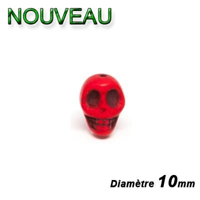 PERLES SKULL ROUGE 10MM