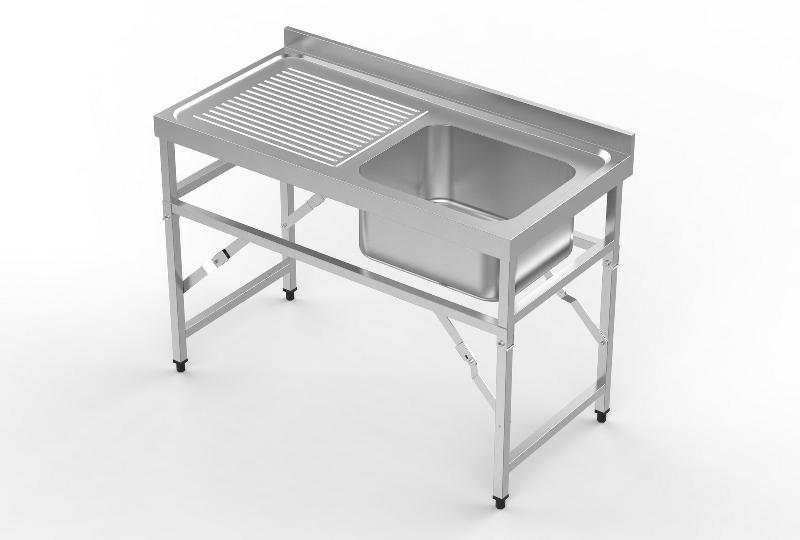 Bloc-évier professionnel avec étagère pliante - 1200x600x910 mm - Réf : 7490.0275_0