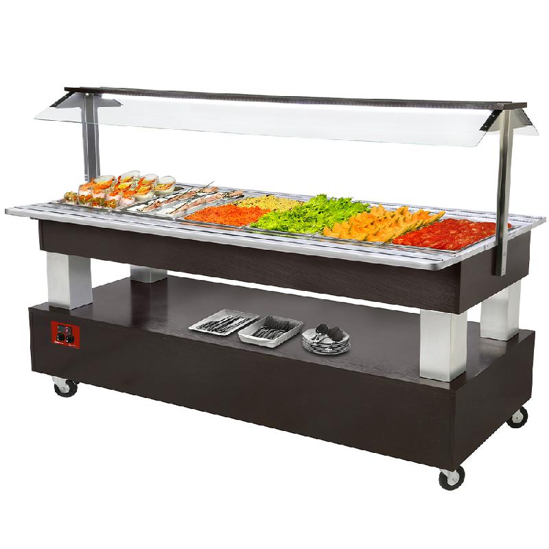 Buffet self service réfrigéré 6x gn 1/1-150 bois wengé - PBSB/6N-B1-R2_0