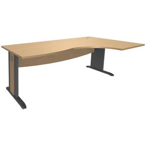 BUREAU ASYM. QUATUOR PIED L BOIS RET. À DROITE 160 HÊTRE/ALU - MANUTAN EXPERT