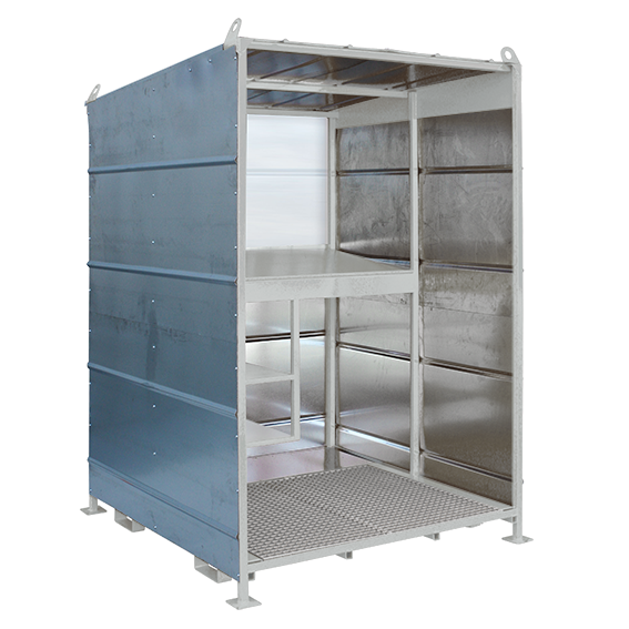 Cabane à plan - klift® - avec console inclinée, étagères, fenêtre, et passages de fourche_0