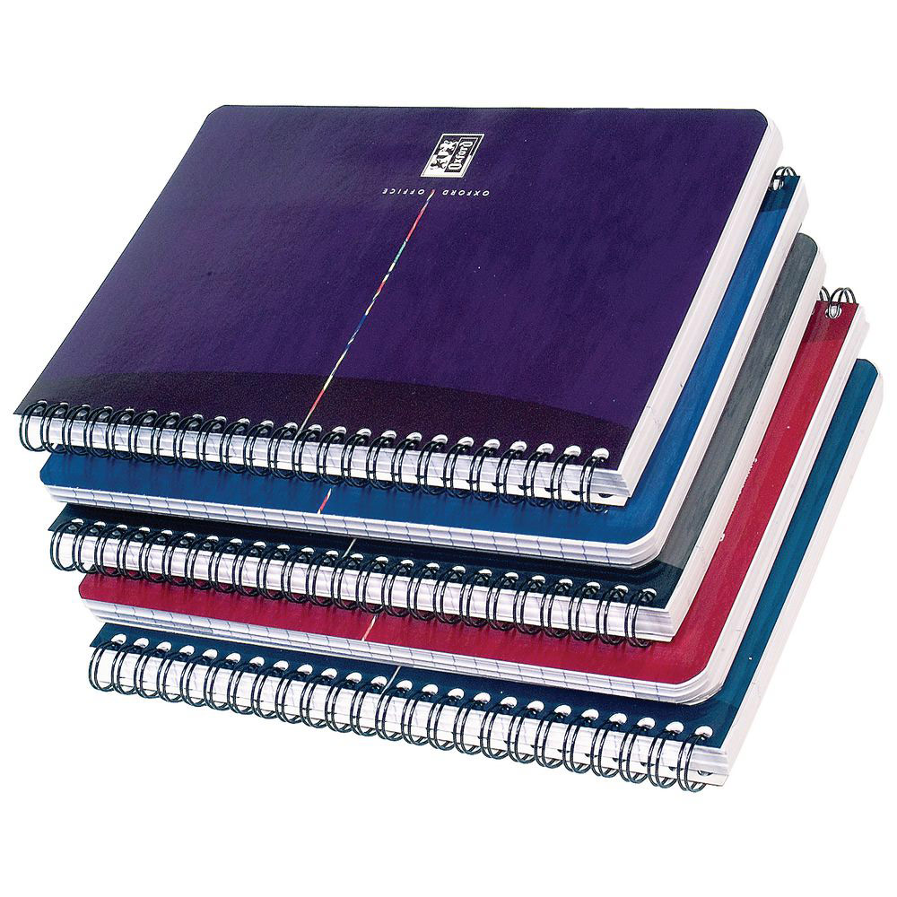 OFFICE ESSENTIALS, CAHIER AGRAFE A5, COUVERTURE SOUPLE, 100 PAGES, CARREAUX SEYES, COULEURS ASSORTIES, COMPATIBLE SCRIBZEEÂ® (BLOC 50 FEUILLES) - LOT DE 5