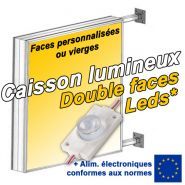 Caisson lumineux LED double faces - Patt'a Pub - Épaisseur 15 cm - Aluminium anodisé naturel - Éclairage LED haute intensité_0