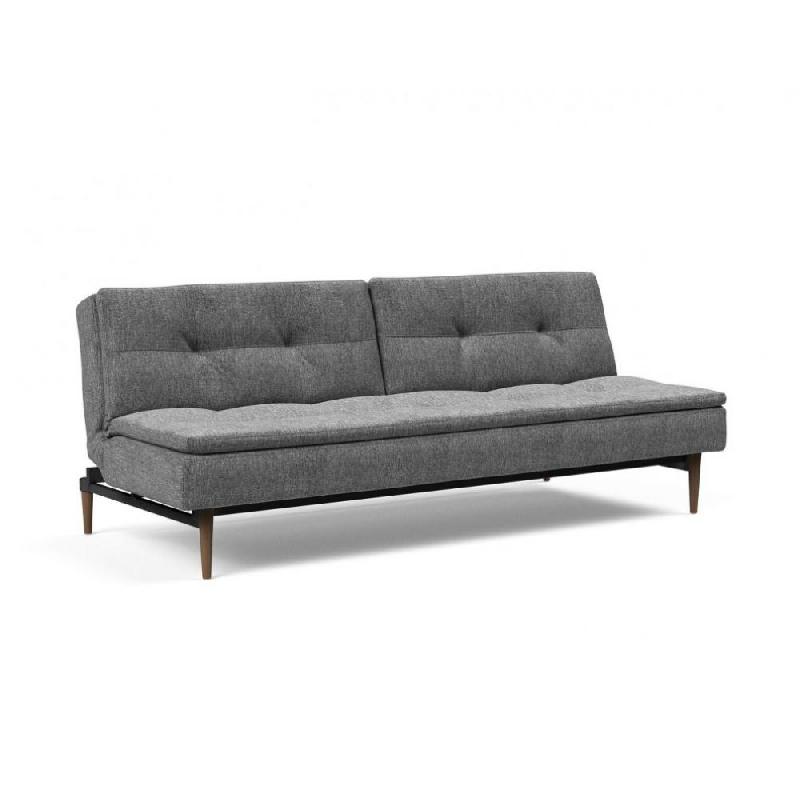 Canapé design Dublexo Styletto convertible lit 115x210 cm - pieds chêne foncé - tissu Twist Charcoal_0
