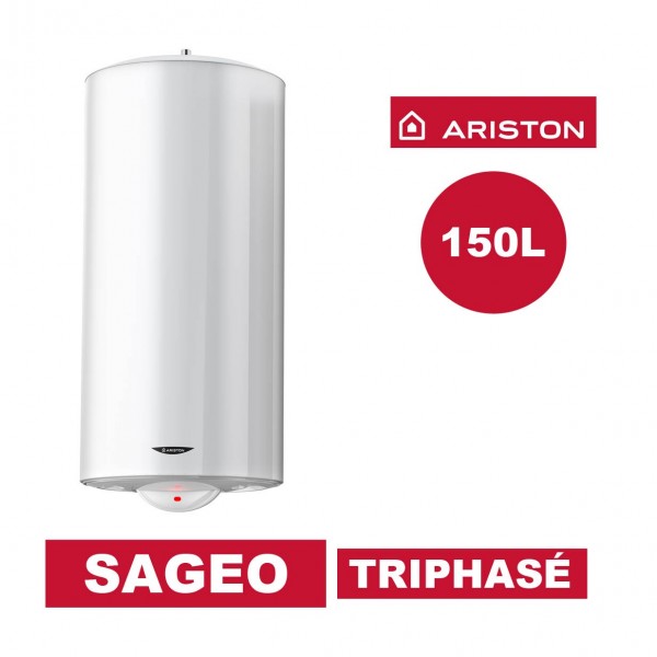 CHAUFFE-EAU ÉLECTRIQUE VERTICAL MURAL SAGÉO 150 L - Ø 560 MM -TRIPHASÉ - ARISTON 3000358