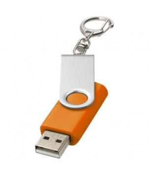 CLÉ USB ROTATIVE AVEC PORTE-CLÉS 1 GB - ORANGE - CLÉS USB PUBLICITAIRES PERSONNALISÉES