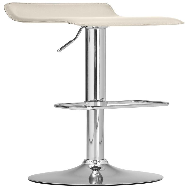 CLP Tabouret de bar Dyn en similicuir avec pied en métal Crème - beige polyester 1015604_0