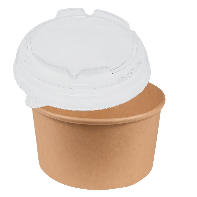 Combo Chaud NOVABOWL 750ml - VALUE PACK 3 cartons - Bol Kraft & Couvercle Micro-ondable - Haute Résistance Graisses et Chaleur 120°C - Lot de 900 -_0