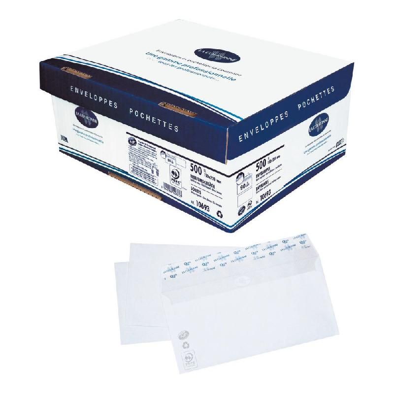 COURONNE ENVELOPPE BLANCHE PREMIUM - LA COURONNE -  - 114 X 162 MM - AUTOADHÉSIVE - SANS FENÊTRE - 90 G/M2 - BOÎTE DE 500