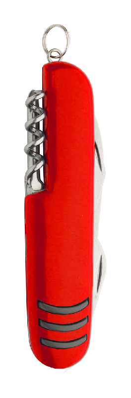 Couteau multifonctions - inox - 9 fonctions - couleur rouge - 53g_0