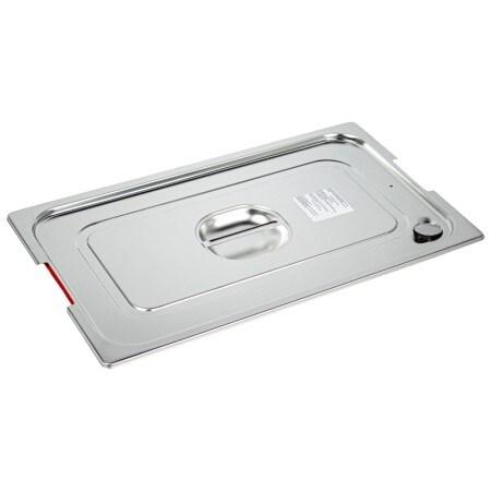 Couvercle inox AISI 304 Etanche avec poignée et encoches à anses GN 1/1 - Gastroland - 3701666003004_0