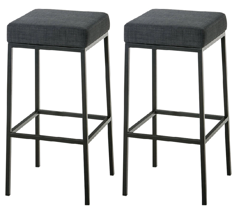 Décoshop26 - Lot de 2 tabourets de bar avec repose-pieds design simple hauteur 85 cm en tissu gris foncé et métal noir 10_0004383 - gris 3000252075969_0