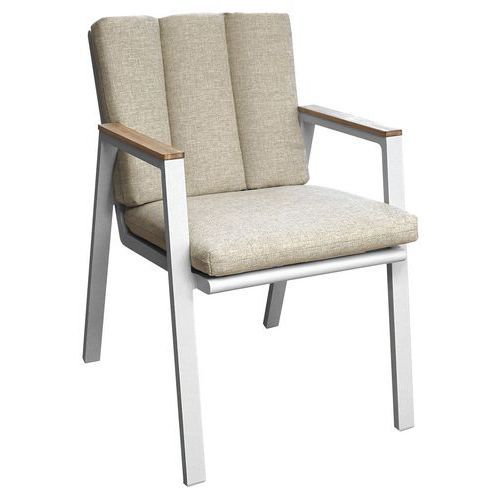 FAUTEUIL LEATHER TECK/ALU COUSSIN - CRÈME - PROLOISIRS