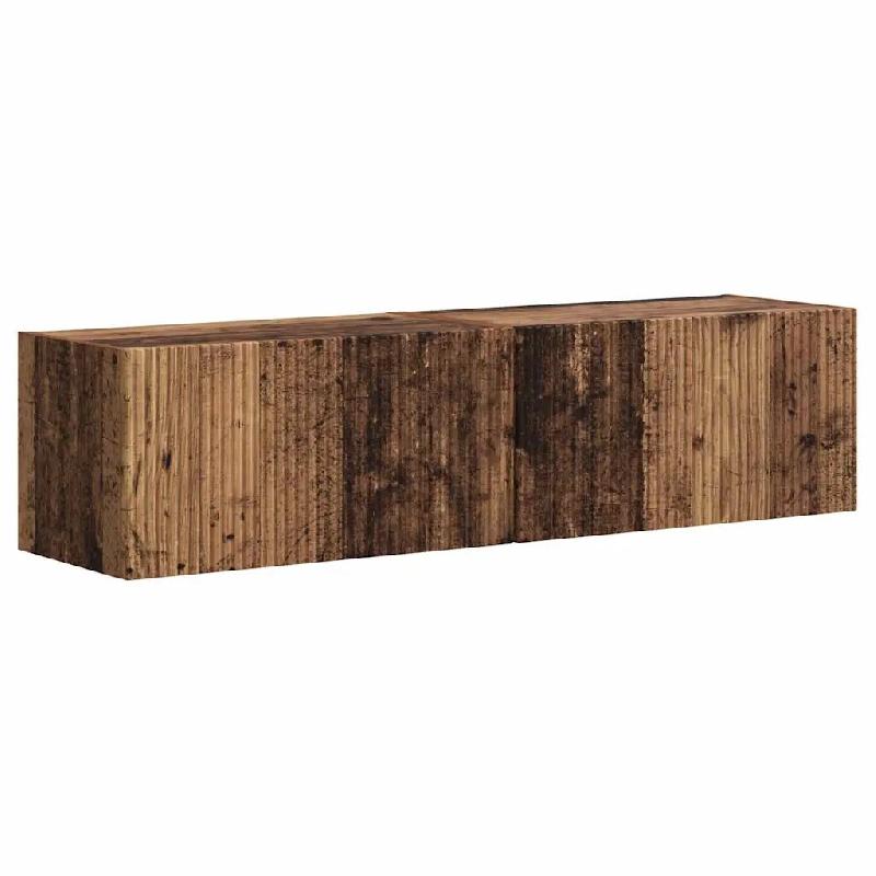 Helloshop26 - Lot de 2 meubles TV muraux modernes avec étagères pratiques 60 x 31 x 29 cm en bois d'ingénierie bois ancien 02_0054896 - Bois massif_0