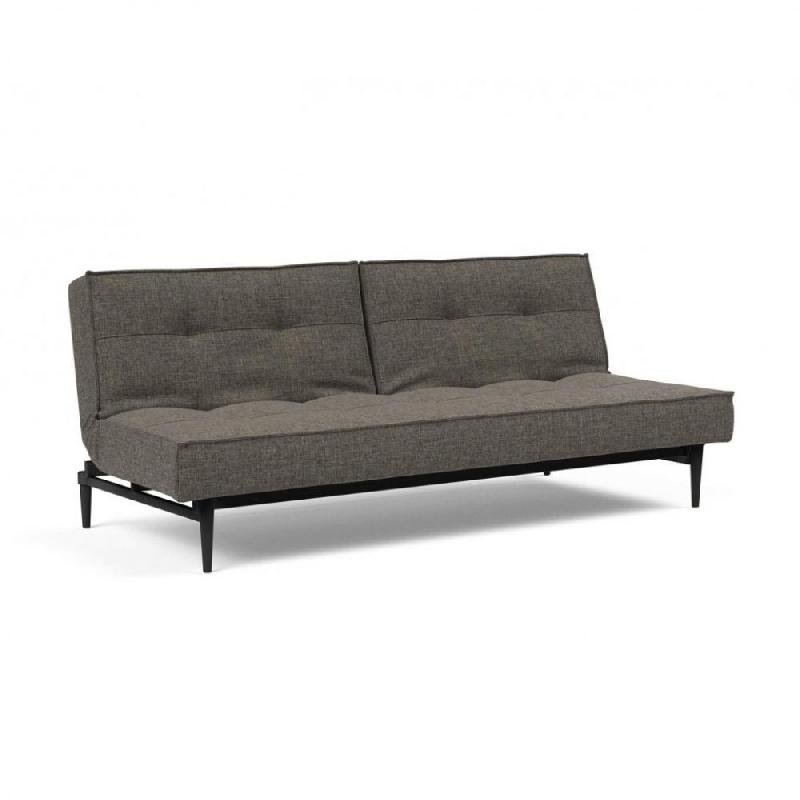 INNOVATION LIVING  CANAPE SPLITBACK STYLETTO CONVERTIBLE LIT 115*210 CM PIEDS CHÊNE NOIR TISSU FLASHTEX DARK GREY_0