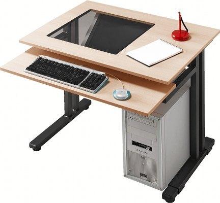 POSTE ÉCRAN SOUS VITRE MINI FIXE 1 PLACE 80X60 CM - HÊTRE / ANTHRACITE - MANUTAN COLLECTIVITÉS