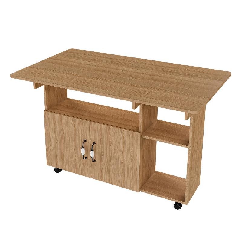 Merax Îlot de cuisine mobile 110 x 70 x 80 cm, table de cuisine pliante avec roulettes, étagères et espace de rangement, table à manger, coloris c_0